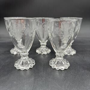Vtg "Grape" by Standard Glass 4.5" Stemware, Liquor, Cordial, Appertiff,  set/5